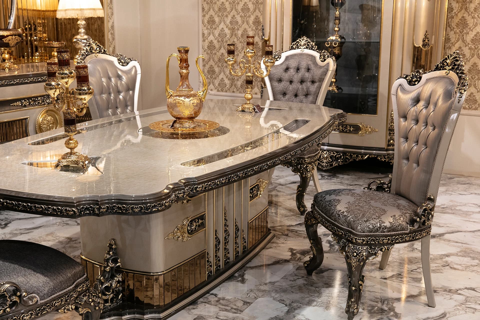 Versace Klasik Yemek Odası Takımı
