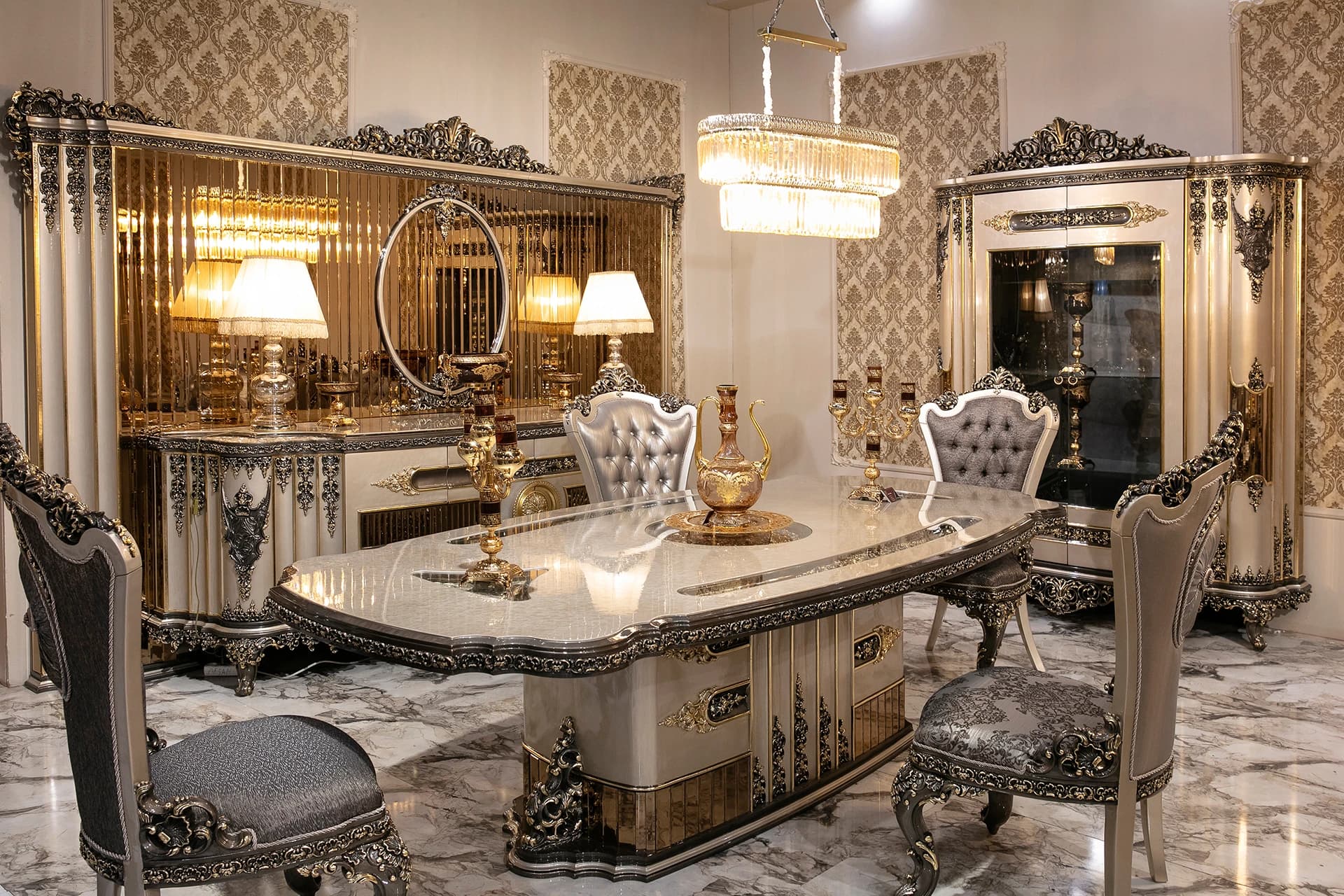 Versace Klasik Yemek Odası Takımı