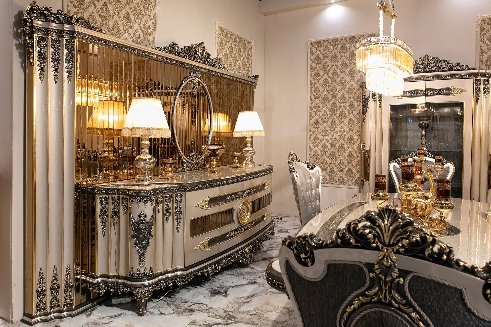 Versace Klasik Yemek Odası Takımı