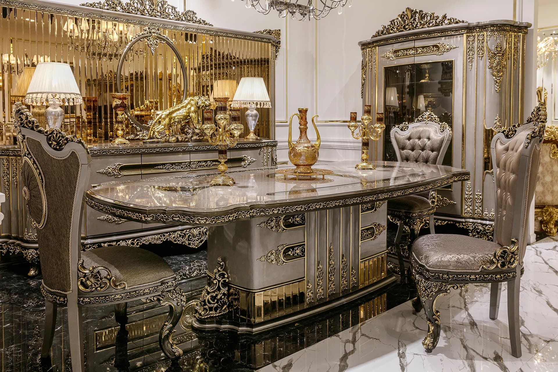 Versace Klasik Yemek Odası Takımı