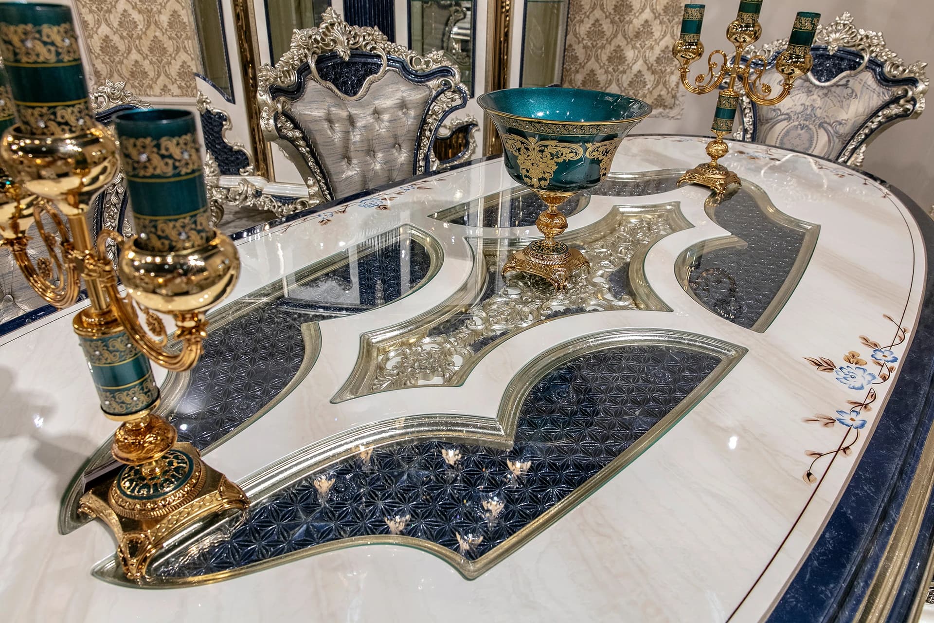 Florya Lacivert Klasik Yemek Odası Takımı